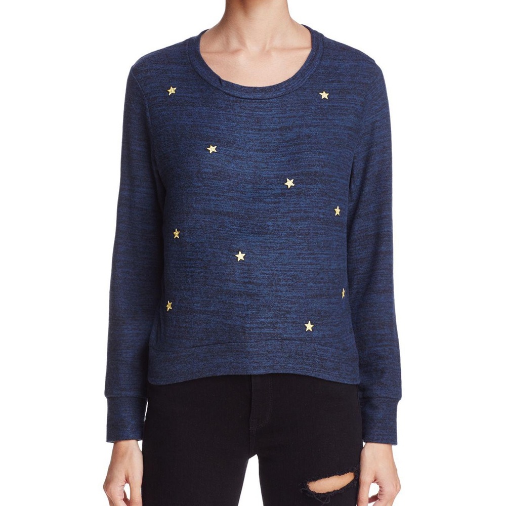 Sundry Rare Blue Black Star ⭐️ patches sweater
